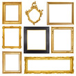 Set of golden vintage frame isolated on white background