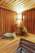 Photo: The interior of the sauna - bench, lamp, nobody, lamp The interior of the sauna - bench, lamp, nobody, lamp