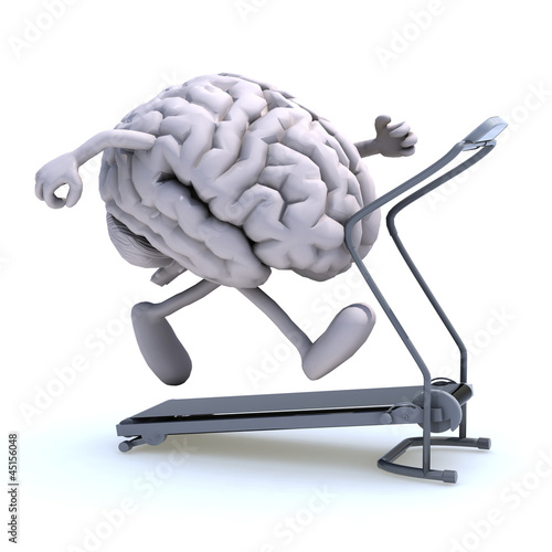 Illustration: human brain on a running machine human brain on a running machine