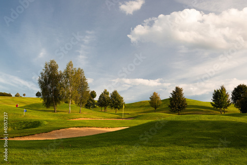 Photo: Sand bunkers on the golf course at sunset, Prague Sand bunkers on the golf course at sunset, Prague