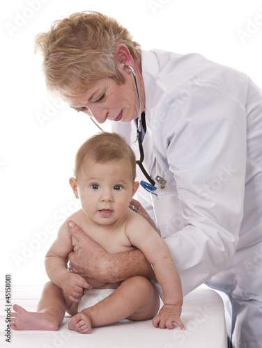 Photo: female doctor and a baby female doctor and a baby