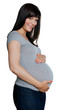 Happy Pregnant Woman With Hands On Stomach