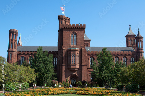Photo: Smithsonean Castle, with the flag clearly waving Smithsonean Castle, with the flag clearly waving