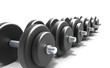 Black dumbbells over white background