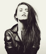 Beautiful woman portrait in rock style