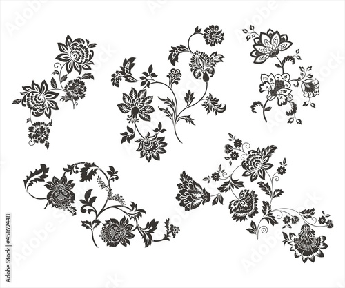 Vector: traditional paisley floral designs, Rajasthan, royal India traditional paisley floral designs, Rajasthan, royal India