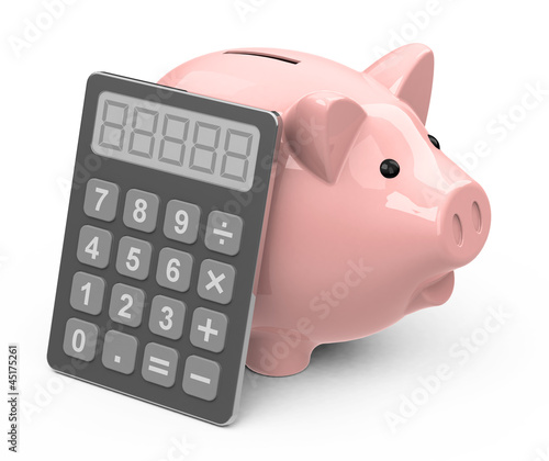Illustration: Taschenrechner und Sparschwein Taschenrechner und Sparschwein
