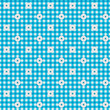 Blue Gingham Fabric with Flowers Background