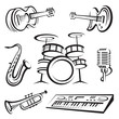 monochrome set of musical instruments