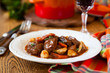 Boeuf Bourguignon  with carrots,onions and mushrooms