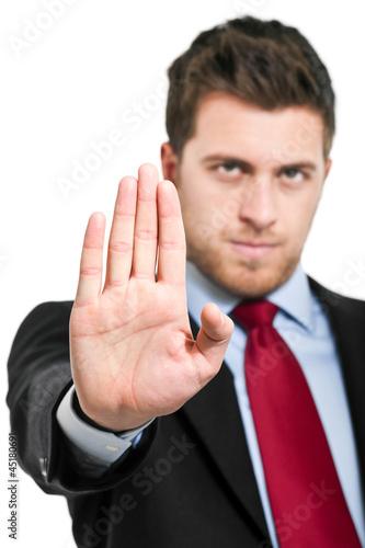 Photo: Business Man Making Stop Sign Business Man Making Stop Sign