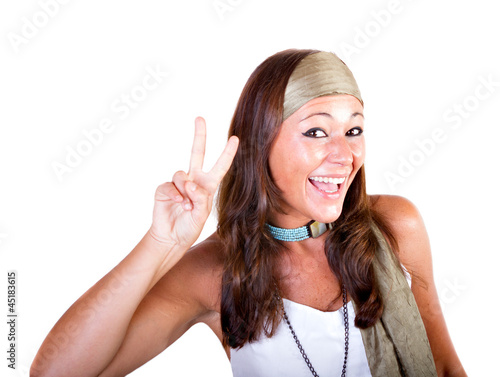 Photo: woman gesturing win with fingers woman gesturing win with fingers