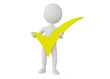 3d humanoid character hold a green checkmark