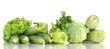 fresh green vegetables isolated on white