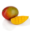 Ripe appetizing mango isolated on white
