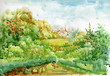 Watercolor Landscape Collection: Village Life