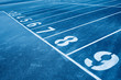 Close up of running track start lines