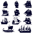 The contours of the sailing ships
