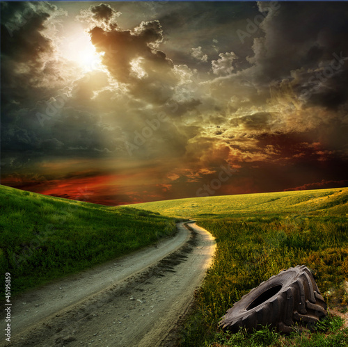 Photo: road at sunset road at sunset