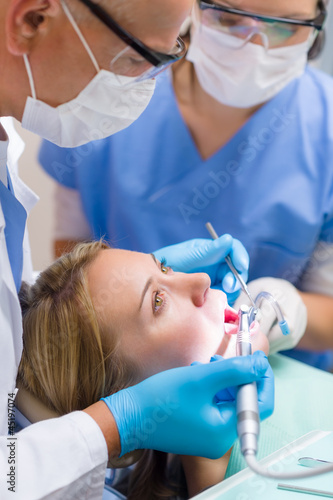 Photo: Scared patient at dentist office Scared patient at dentist office