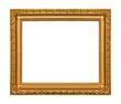 The antique gold frame on the white background