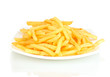 Potatoes fries in the plate isolated on white