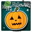 Vector: Happy Halloween card with pumpkin, monster and a bat, vector Happy Halloween card with pumpkin, monster and a bat, vector