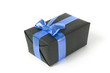 Photo: black gift box with blue ribbon black gift box with blue ribbon