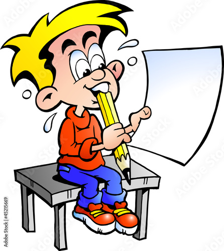 Vector: Hand-drawn Vector illustration of a young school boy Hand-drawn Vector illustration of a young school boy