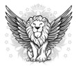 Winged Lion Front View Drawing