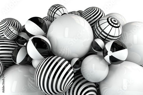 Illustration: naturaleza muerta con pelotas en blanco y negro naturaleza muerta con pelotas en blanco y negro