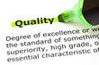 Quality highlighted in green