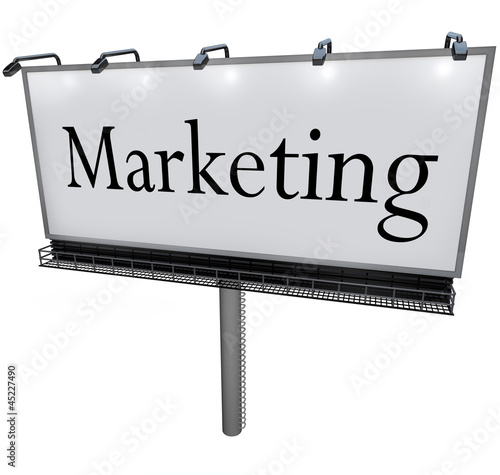 Illustration: Billboard Marketing Word Advertising Promotion Sign Billboard Marketing Word Advertising Promotion Sign