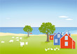Küstenlandschaft mit Häusern