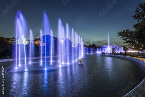 Photo: Beautiful blue fountains at night Beautiful blue fountains at night