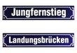 Strassenschild Jungfernstieg Landungsbrücken