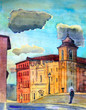 Photo: Roman cityscape with a man on Fabricius Bridge Roman cityscape with a man on Fabricius Bridge