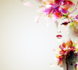 Beautiful fashion women with abstract  design elements