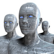 Illustration: People machine - artificial intelligence. People machine - artificial intelligence.