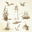 hand drawn nautical elements