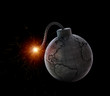 Illustration: Vintage bomb with the world map Vintage bomb with the world map