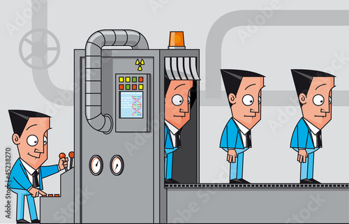 Vector: Cloning machine of businessmen Cloning machine of businessmen