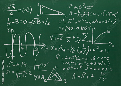 Photo: math formulas on school blackboard education math formulas on school blackboard education