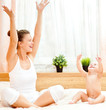Mother and daughter play in the bedroom