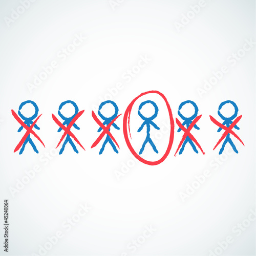Vector: Konzept, Strichmännchen, Gruppe, Auswahl Konzept, Strichmännchen, Gruppe, Auswahl
