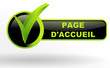 page d'accueil sur bouton validé vert et noir