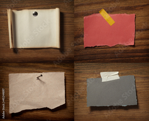 Photo: note paper on wooden wall blank note paper on wooden wall blank