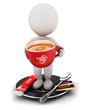 3d white people takes a coffee break