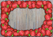Apple frame on wooden wall for thanksgiving