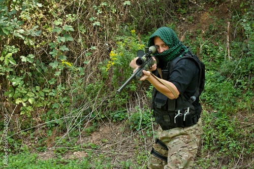 Photo: Special Forces soldier, armed terrorist Special Forces soldier, armed terrorist